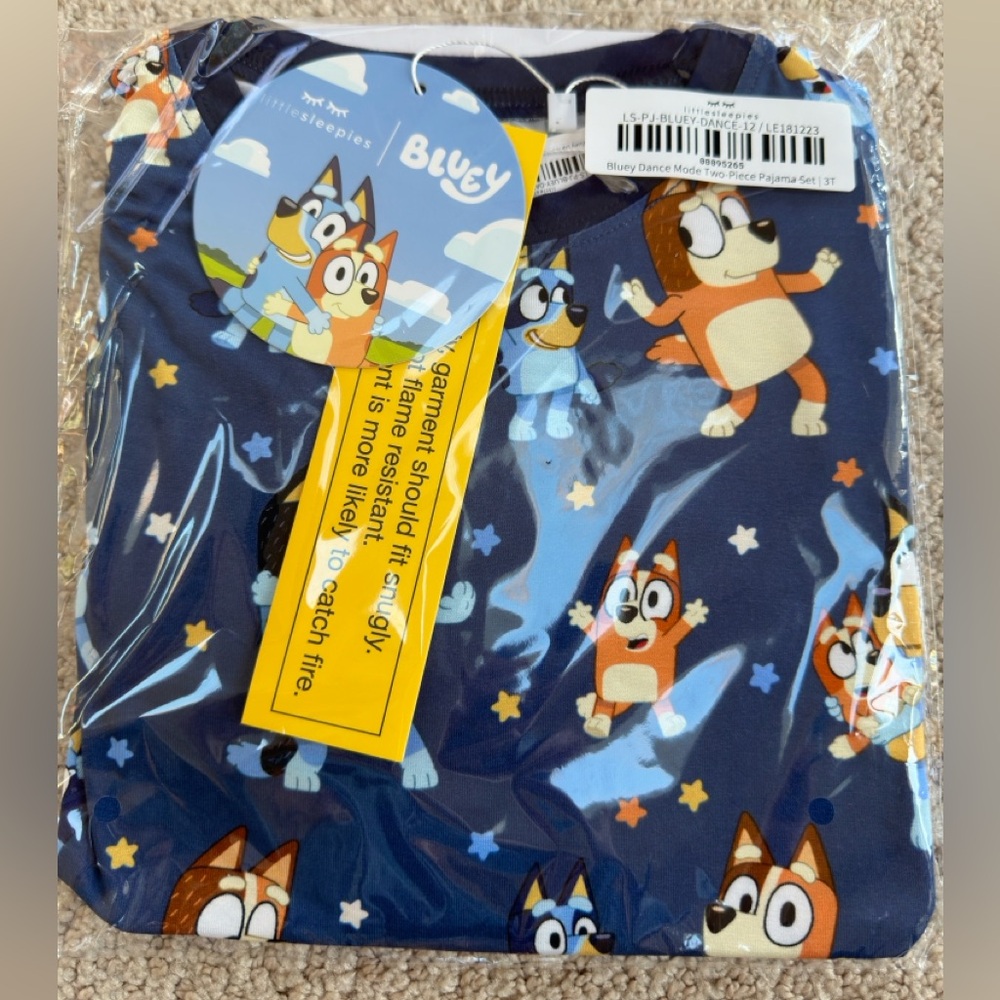 NIB 3T Little Sleepies Bluey Dance Party. 2 piece long sleeve long pant.